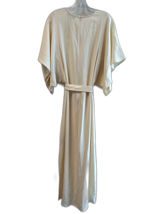 Reiss Size 6 Ivory Acetate Blend Round Neck Cape Sleeve Belted Side Slit Dress Ivory / 6