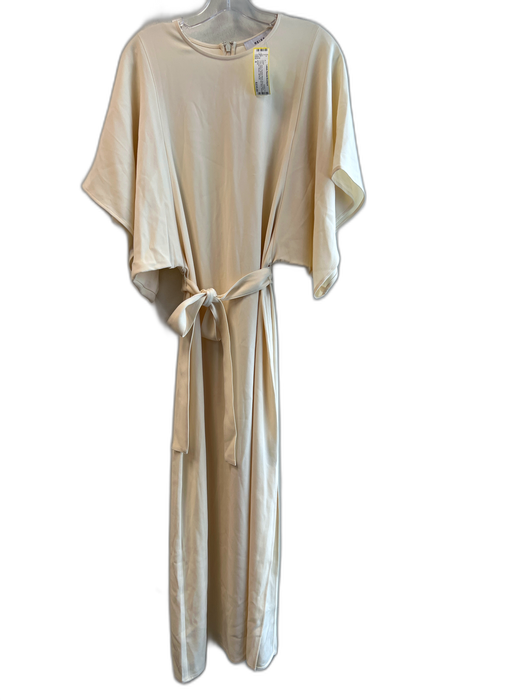 Reiss Size 6 Ivory Acetate Blend Round Neck Cape Sleeve Belted Side Slit Dress Ivory / 6