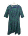 Teri Jon Size 14 Green & Navy Blue Print Polyester Blend Jacquard Pockets Dress Green & Navy Blue Print / 14