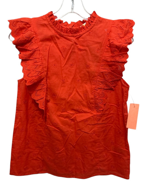 Boden Size 4 Orange Cotton Sleeveless Eyelet Keyhole Back Ruffles Top Orange / 4