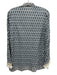 Tory Burch Size 4 Blue & White Cotton Zip Close V Neck Fringe Detail Top Blue & White / 4