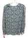 Tory Burch Size 2 Blue & Green Silk & Polyester Keyhole Front Long Sleeve Top Blue & Green / 2