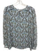 Tory Burch Size 2 Blue & Green Silk & Polyester Keyhole Front Long Sleeve Top Blue & Green / 2