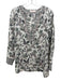 Tory Burch Size 4 White & Green Cotton Botanical Print V Neck zip cuffs Top White & Green / 4