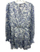 Aqua Size S White & Blue Polyester Zip & Hook Closure Floral Print Mini Dress White & Blue / S