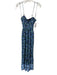 Free People Size S Navy, Blue & Teal Viscose Tie Waist Floral Jumpsuit Navy, Blue & Teal / S