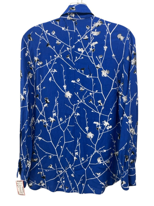 Rag & Bone Size XS Blue & White Viscose Abstract Print Button Front Top Blue & White / XS