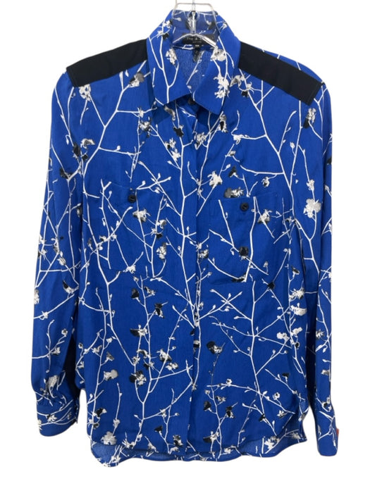 Rag & Bone Size XS Blue & White Viscose Abstract Print Button Front Top Blue & White / XS
