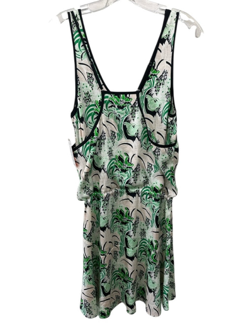 Veronica Beard Size 6 Green & Cream Silk Blend Abstract Floral Sleeveless Dress Green & Cream / 6