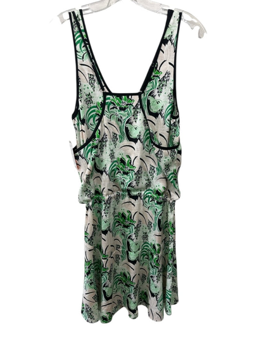 Veronica Beard Size 6 Green & Cream Silk Blend Abstract Floral Sleeveless Dress Green & Cream / 6