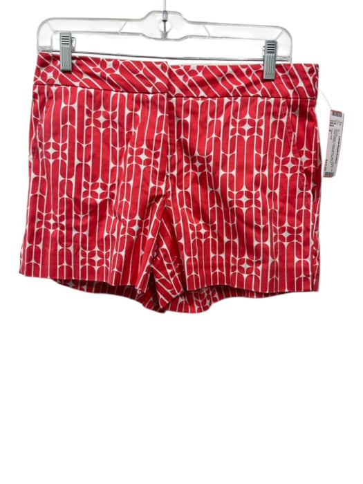 Trina Turk Size 4 Red & White Cotton Blend Mini Zip & Hook Closure Shorts Red & White / 4
