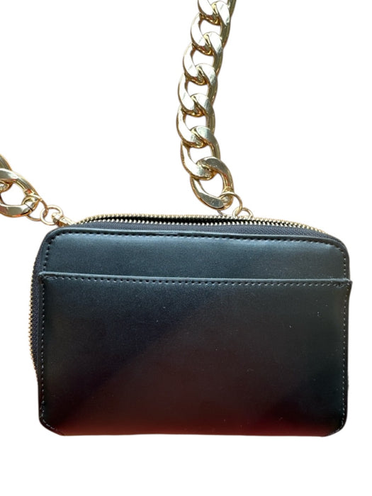 Anthropologie Black & Gold Vegan Leather Chain Strap Wallet on Chain Bag Black & Gold / S