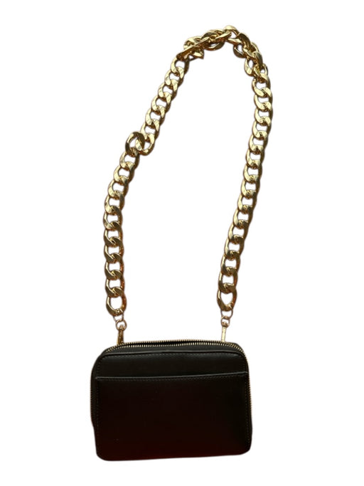 Anthropologie Black & Gold Vegan Leather Chain Strap Wallet on Chain Bag Black & Gold / S