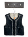 Free People Size M Black & Cream Vegan Leather Faux Shearling Embroidered Vest Black & Cream / M