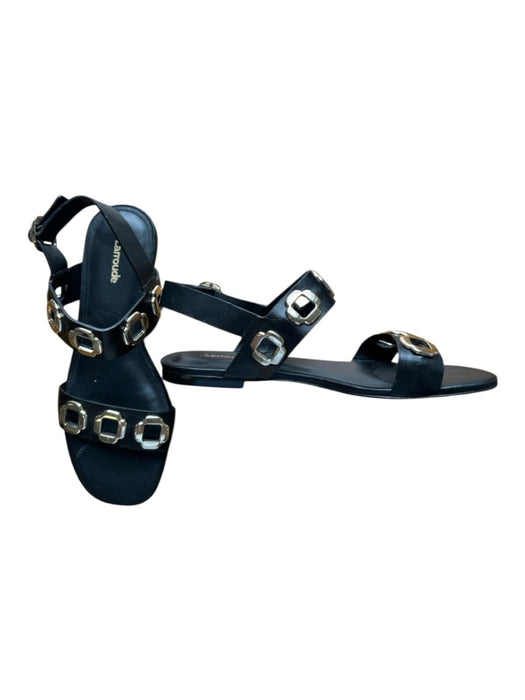 Larroude Shoe Size 7.5 Black & Gold Leather Cut Outs Ankle Strap Sandals Black & Gold / 7.5