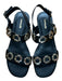 Larroude Shoe Size 7.5 Black & Gold Leather Cut Outs Ankle Strap Sandals Black & Gold / 7.5
