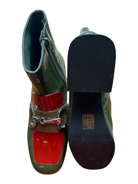 Jeffrey Campbell Shoe Size 7.5 Green & Red Patent Leather Platform Ankle Booties Green & Red / 7.5