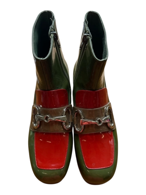 Jeffrey Campbell Shoe Size 7.5 Green & Red Patent Leather Platform Ankle Booties Green & Red / 7.5