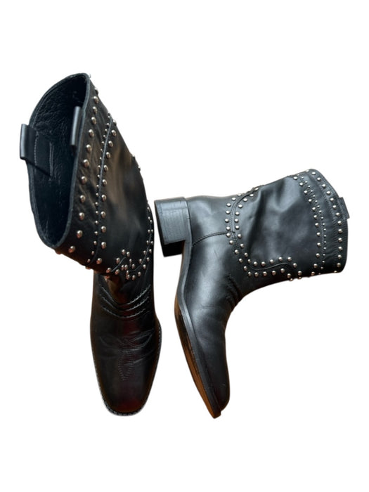 Bibi Lou Shoe Size 38 Black & Silver Vegan Leather Studded Cowboy Boots Black & Silver / 38