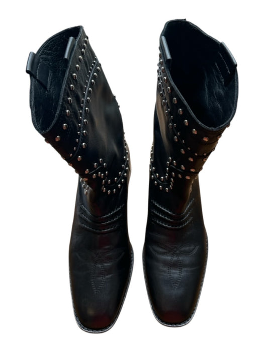 Bibi Lou Shoe Size 38 Black & Silver Vegan Leather Studded Cowboy Boots Black & Silver / 38