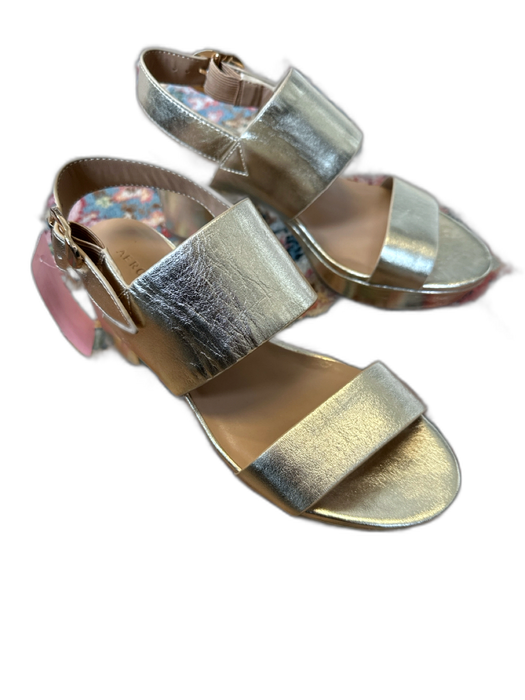 Aerosoles Shoe Size 7 Gold Leather Platform Block Heel Metallic Buckle Sandals Gold / 7