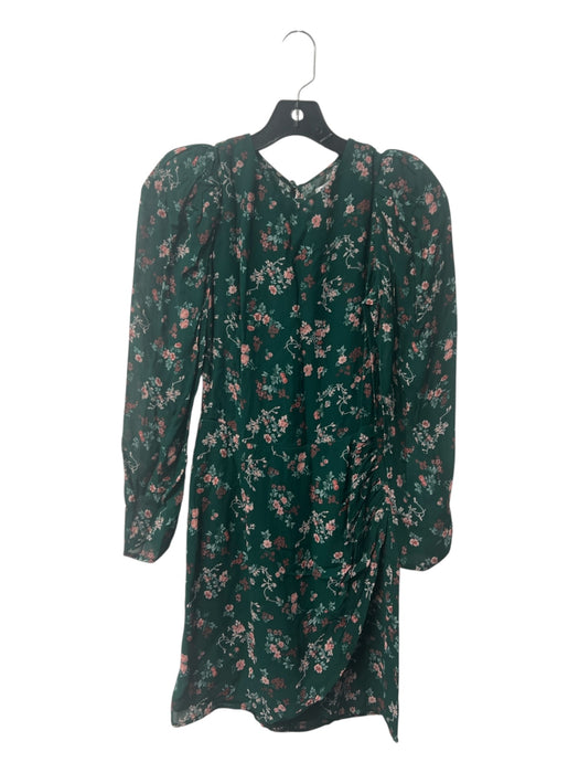 Reformation Size 0 Forest Green Viscose Round Neck Long Sleeve Semi Sheer Dress Forest Green / 0