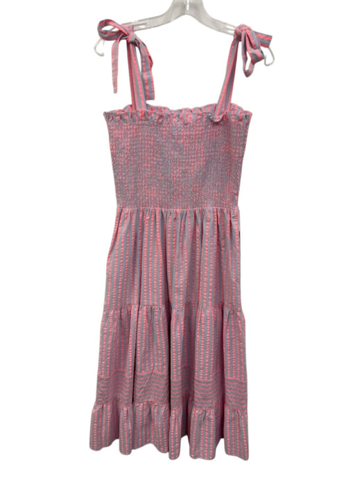 Draper James Size M Pink & blue Cotton Blend Smocked Bodice Striped Dress Pink & blue / M