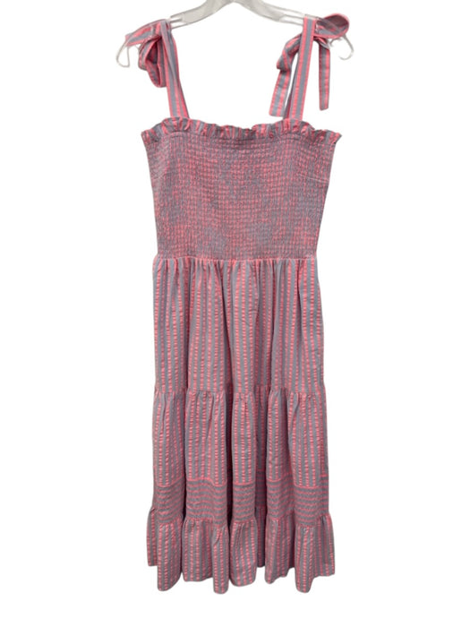Draper James Size M Pink & blue Cotton Blend Smocked Bodice Striped Dress Pink & blue / M