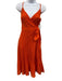 Trina Turk Size 6 Orange Cotton Eyelets Wrap V Neck Sleeveless Dress Orange / 6