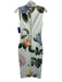 Ted Baker Size 1 Blue & Multi Sleeveless Printed Zip Back V Neck Dress Blue & Multi / 1