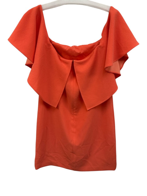 Trina Turk Size 6 Orange Polyester Flutter Sleeves Textured Knee Length Dress Orange / 6