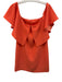 Trina Turk Size 6 Orange Polyester Flutter Sleeves Textured Knee Length Dress Orange / 6