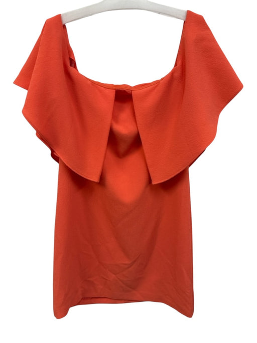 Trina Turk Size 6 Orange Polyester Flutter Sleeves Textured Knee Length Dress Orange / 6