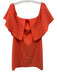 Trina Turk Size 6 Orange Polyester Flutter Sleeves Textured Knee Length Dress Orange / 6
