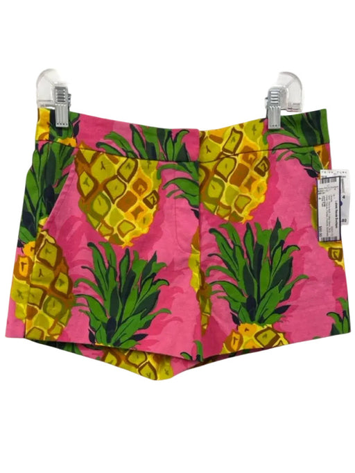 Trina Turk Size 4 Pink & Multi Cotton Blend Zip & Hook Closure Printed Shorts Pink & Multi / 4