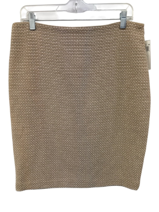 Lauren Ralph Lauren Size 10 Brown & White Cotton Blend Striped Zip Close Skirt Brown & White / 10