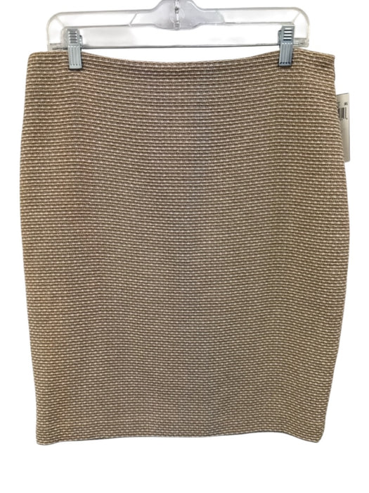 Lauren Ralph Lauren Size 10 Brown & White Cotton Blend Striped Zip Close Skirt Brown & White / 10