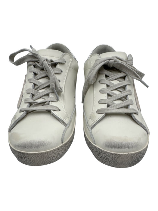 Golden Goose Shoe Size 39 White Leather Star Detail Lace Up Metallic Trim Shoes White / 39