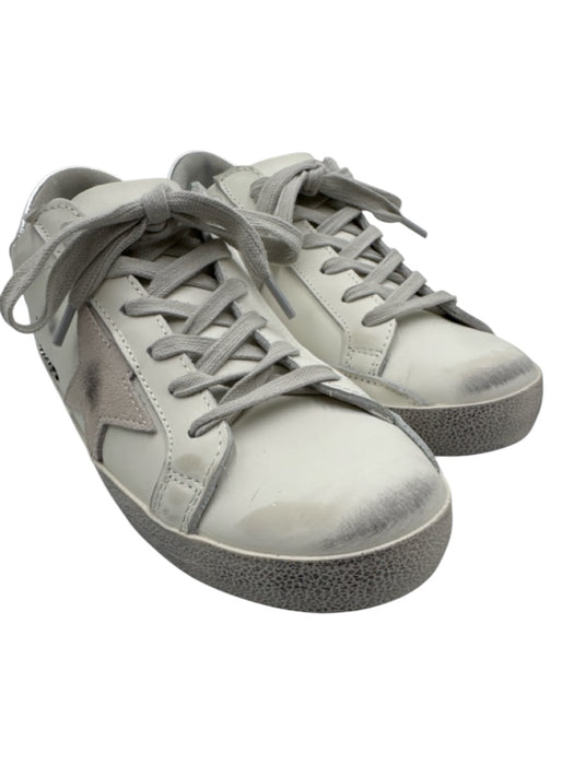 Golden Goose Shoe Size 39 White Leather Star Detail Lace Up Metallic Trim Shoes White / 39