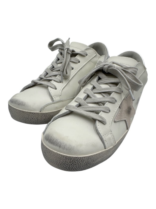 Golden Goose Shoe Size 39 White Leather Star Detail Lace Up Metallic Trim Shoes White / 39
