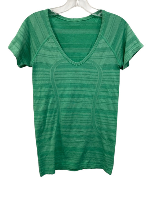 Lululemon Size S Green Synthetic Short Sleeve Striped Athletic Top Green / S