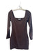Babaton Size M Brown Nylon Long Sleeve Wide Neck Off Shoulder Thigh Length Dress Brown / M