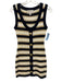 Cara Cara Size XS Cream & Navy Blue Cotton & Polyester Striped Sleeveless Dress Cream & Navy Blue / XS