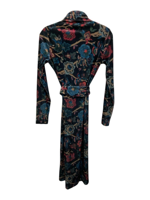 Cara Cara Size S Black & Multi Polyester floral print Long Sleeve Velour Dress Black & Multi / S