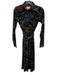 Cara Cara Size S Black & Multi Polyester floral print Long Sleeve Velour Dress Black & Multi / S