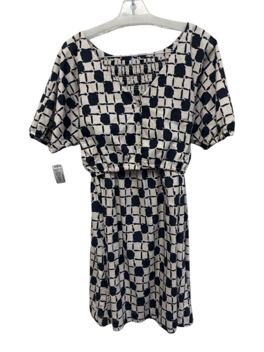 Cleobella Size S Black & White Cotton Elastic Hem Button Front V Neck Skirt Set Black & White / S