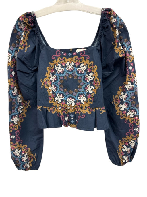 Cleobella Size S Blue & Multi Square Neck Top Blue & Multi / S