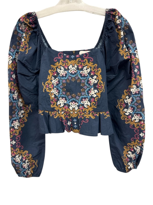 Cleobella Size S Blue & Multi Square Neck Top Blue & Multi / S