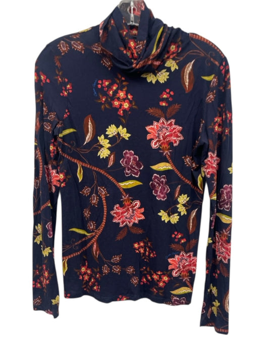 Cara Cara Size XS/S navy blue & multi Cotton & Modal Long Sleeve Turtleneck Top navy blue & multi / XS/S