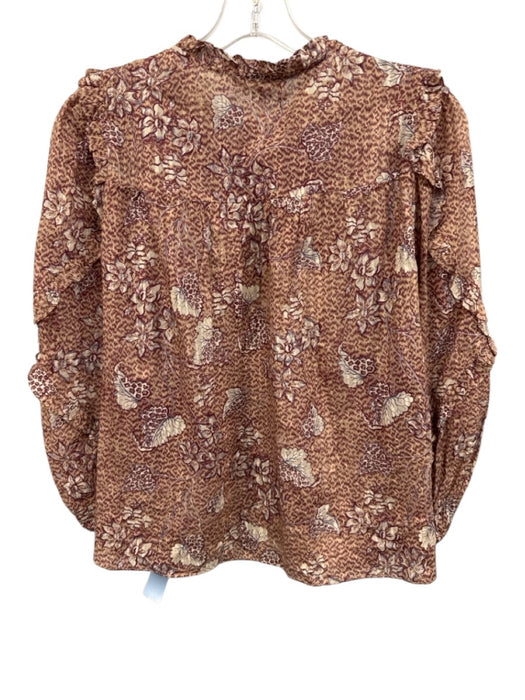 Ulla Johnson Size 4 Pink & Multi Cotton & Viscose Tie Neck Top Pink & Multi / 4